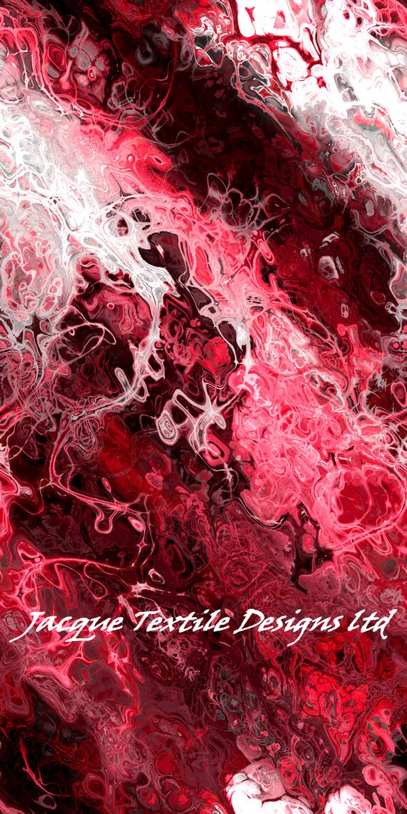 Red Pink White Burgundy Artist Made Cotton Upholstery Canvas Fabric Fiber Art