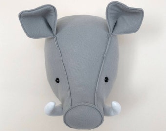 Warthog, Faux Taxidermy, Felt wall mount,