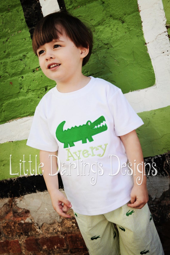 Items similar to Boys Appliqued and Personalized Alligator Shirt on Etsy