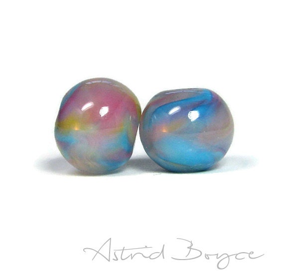 Pastel Beads Artisan World's Fair Lampwork Glass Beads Colorful Art Beads that include Island Paradise Pale Dogwood and Niagara SRA - B -195