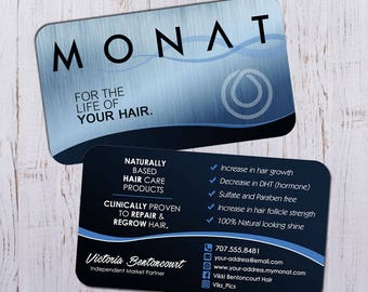 Monat Business Cards - Silver Blue Design with Dark Blue Faded Back - Durable 16pt - Rich Matte Finish -PRINTED and SHIPPED directly to YOU!