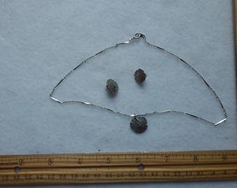 pewter sand dollar necklace and earrings