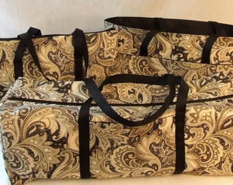 Carrying Case for the Cricut Explore Air / Silhouette Cameo 3 / Brother ScanNCut / Laptop Sleeve / Accessory Bag / Black Khaki Cream Paisley