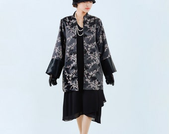 Black flapper jacket, 1920s oriental jacket, Miss Fisher jacket, Great Gatsby jacket, Downton Abbey jacket, 20s clothing, art deco jacket