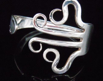 Recycled Silver Fork Bracelet, Eco Friendly, Vintage Wedding, Bridesmaid Gift, in Original Curly Design Number Three