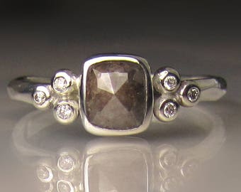 Rose Cut Diamond Engagement Ring, Diamond Cluster Ring