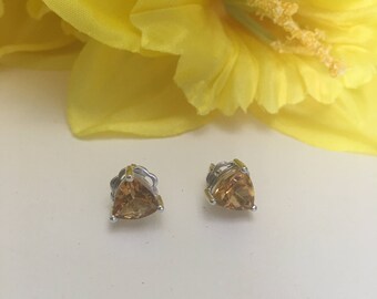 Citrine, triangle stone earrings,trillion stud earrings