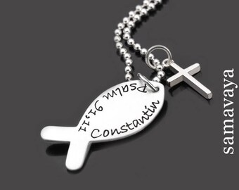 Name chain HALLELUJAH cross 925 Silver chain to the confirmation communion