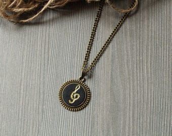 Music gift Music necklace Gift for musician necklace Music note necklace Music lover necklace Treble clef necklace Treble clef pendant