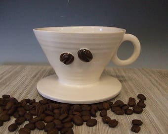 Beautiful White Coffee Dripper/Single Coffee Maker/Single Coffee Brewer with Coffee Bean by misunrie