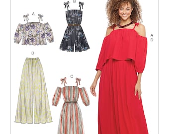 Sewing Pattern Misses' Off-the-Shoulder Top, Romper, Jumpsuit, Pull-On Pants, McCall's Pattern 7607, Summer Pattern