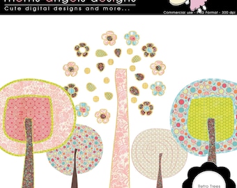 Retro Trees Cliparts - Commercial use OK