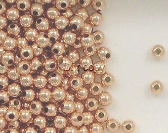 US 50~400Pc 3~8mm 14K Gold Plated Seamless Uniform Smooth Round Spacer Ball Bead