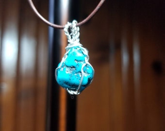 Turquoise wire wrapped pendant