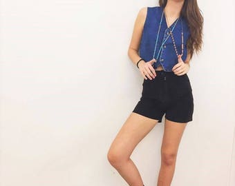 Schwarze Wildleder shorts hoch taillierte, schwarze Wildleder Wildleder Hosen Shorts, schwarz Wildleder shorts Größe s, schwarz Wildleder shorts