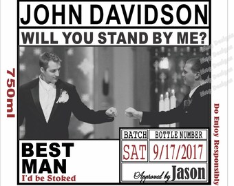 Will you be my Groomsman - Grooms Photo Labels Custom Wedding Party and Groomsman Photo Liquor Labels - Bourbon - 1 label