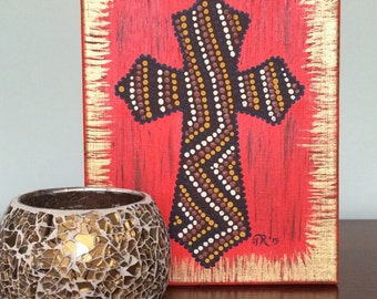 Acrylic on canvas, 8" x 10" unframed, Cross in Red