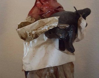 Folk pair peasant mache dolls