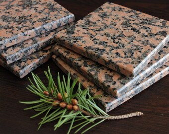Coasters Set of Six From Natural Stone Granite Balmoral Red