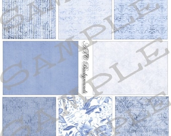 China Blues Backgrounds Collage Sheet 1cb