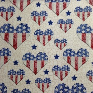 One Half Yard of Fabric Material - Patriotic Hearts