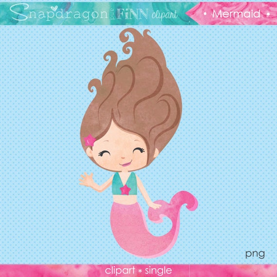 Mermaid Clipart Watercolor mermaid digital clipart