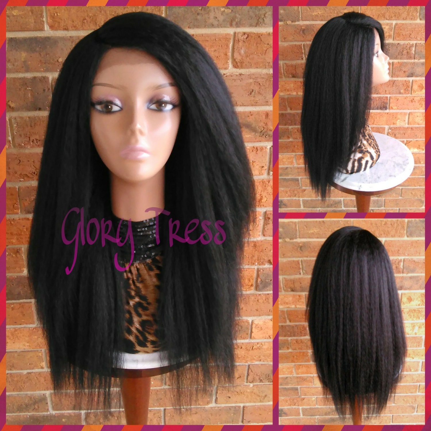 ON SALE Kinky Straight Lace Front Wig Natural Yaki Straight