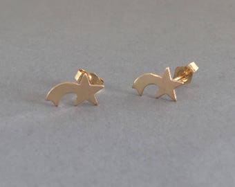 Shooting Star Post Earrings Gold Fill