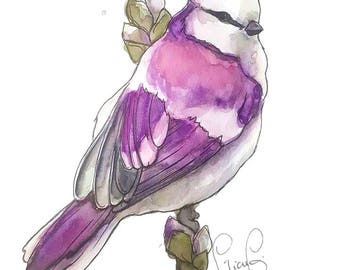 Purple Bird (original watercolor)