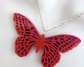 laser cut layered perspex 'Butterfly' summer necklace