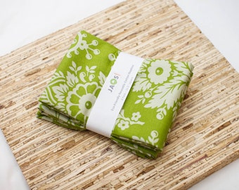 Large Cloth Napkins - Set of 4 - (N2380) - Green Flower Modern Reusable Fabric Napkins