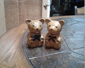 Vintage Sophia-ann teddy bear salt and pepper shakers