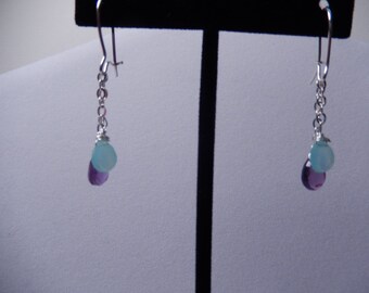 Chalcedony and Amethyst Dangle Earrings