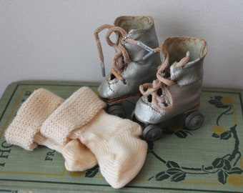 Vintage Composition Doll Skates Vintage Doll Skates Vintage Doll Skates and Socks Vintage Doll Shoes Vintage Composition Doll Shoes
