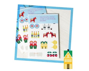 Paper Deco Sticker Set - Scandinavia Style Index Label Sticker - 4 Sheets in 2 patterns
