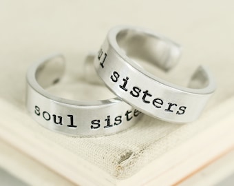 Soul Sisters rings - Best friend rings - Best Friend Gift - Friendship rings - BFF gift - Bff rings - stocking stuffer - gifts under 20