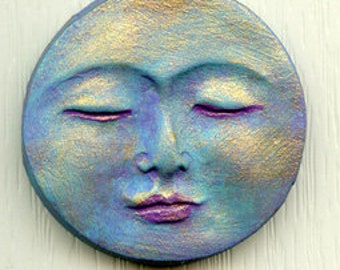 Polymer Abstract 1 3/8" Peaceful Moon Face Cab ANTM 5