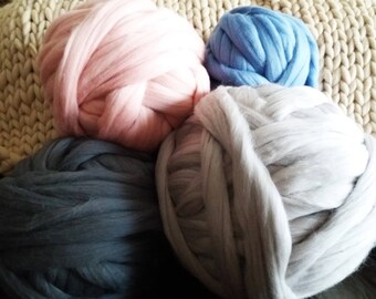 Chunky yarn, Giant yarn, merino wool, super big bulky, arm knitting, felting blanket, Giant blanket, Chunky Throw, diy, yarn for big blanket