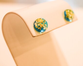 Gifts For Friends Real Flower Earrings Dried Flower Earring Blue Earrings Real Flower Jewelry Pressed Flower Jewelry Resin Earrings Studs