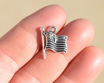 1 Silver American Flag Charm SC1060