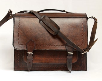 SALE 15% OFF* Genuine Leather Briefcase, Leather Messenger Bag, Leather Satchel, Shoulder Bag, Vintage briefcase, brown briefcase