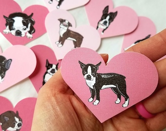 Boston Terrier Heart Collection - Eco-friendly Set of 12 - Scrapbooking Embellishment