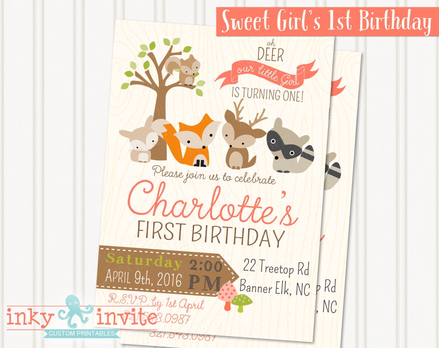 Woodland Animal Birthday Invitations 6