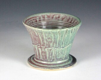 Turquoise Green and Purple Ceramic Textured Vase, Unique Clay Kitchen Utensil Holder, Modern Home Decor, Table Centerpiece, Flower Vessel