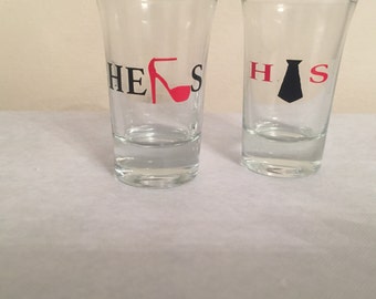 His and Hers shot glasses
