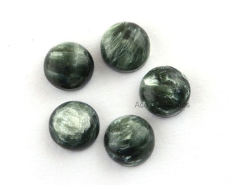 Wholesale Loose Gemstone Seraphinite Smooth Calibrated Cabochons, Round 8mm AAA Grade - 7 Pcs.