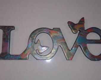 Rainbow Swirl Abstract LOVE sign