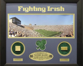 20x24 Notre Dame Print with Actual Authentic Pieces from Stadium