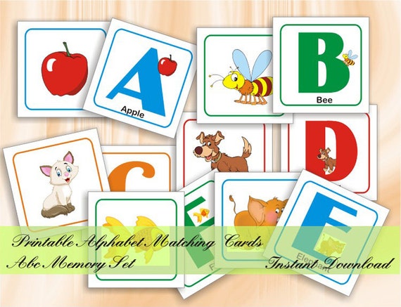 alphabet matching cards abc memory game printable