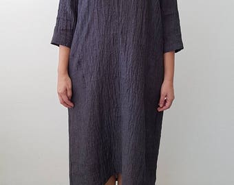 A-Line Linen Dress in Charcoal